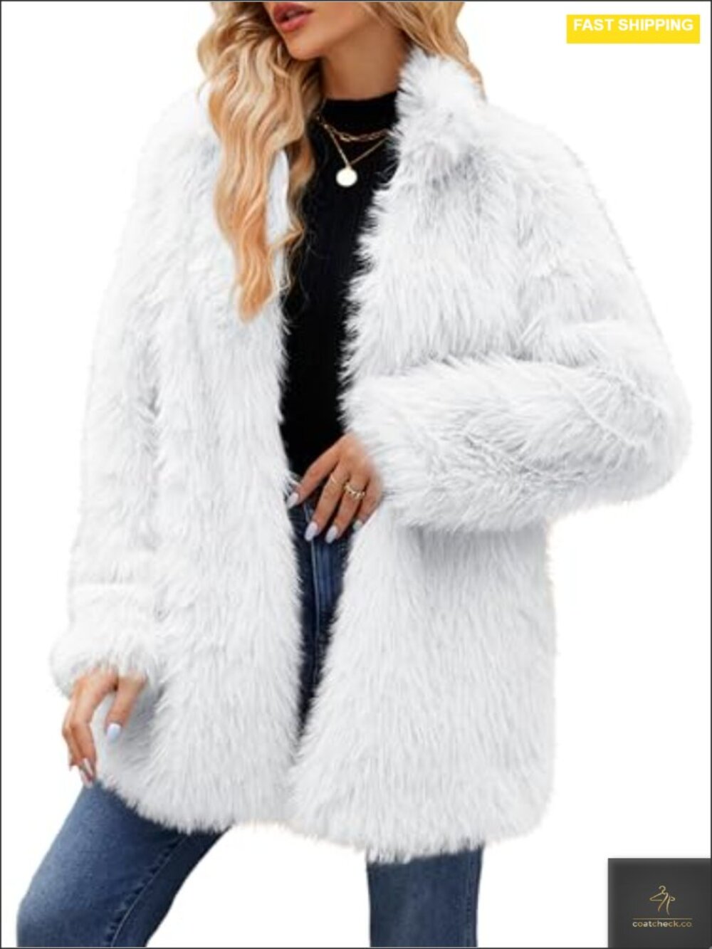 Faux Fur Coat Fluffy Winter Jacket Warm Open Front Jackets